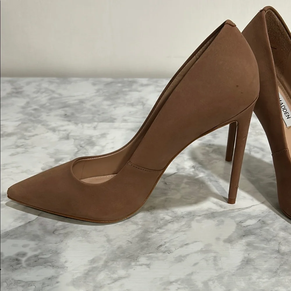 STEVE MADDEN WOMENS VALA02S1 NUDE POINTED TOE PUMPS 4”HEEL Sz 7 - Picture 11 of 12